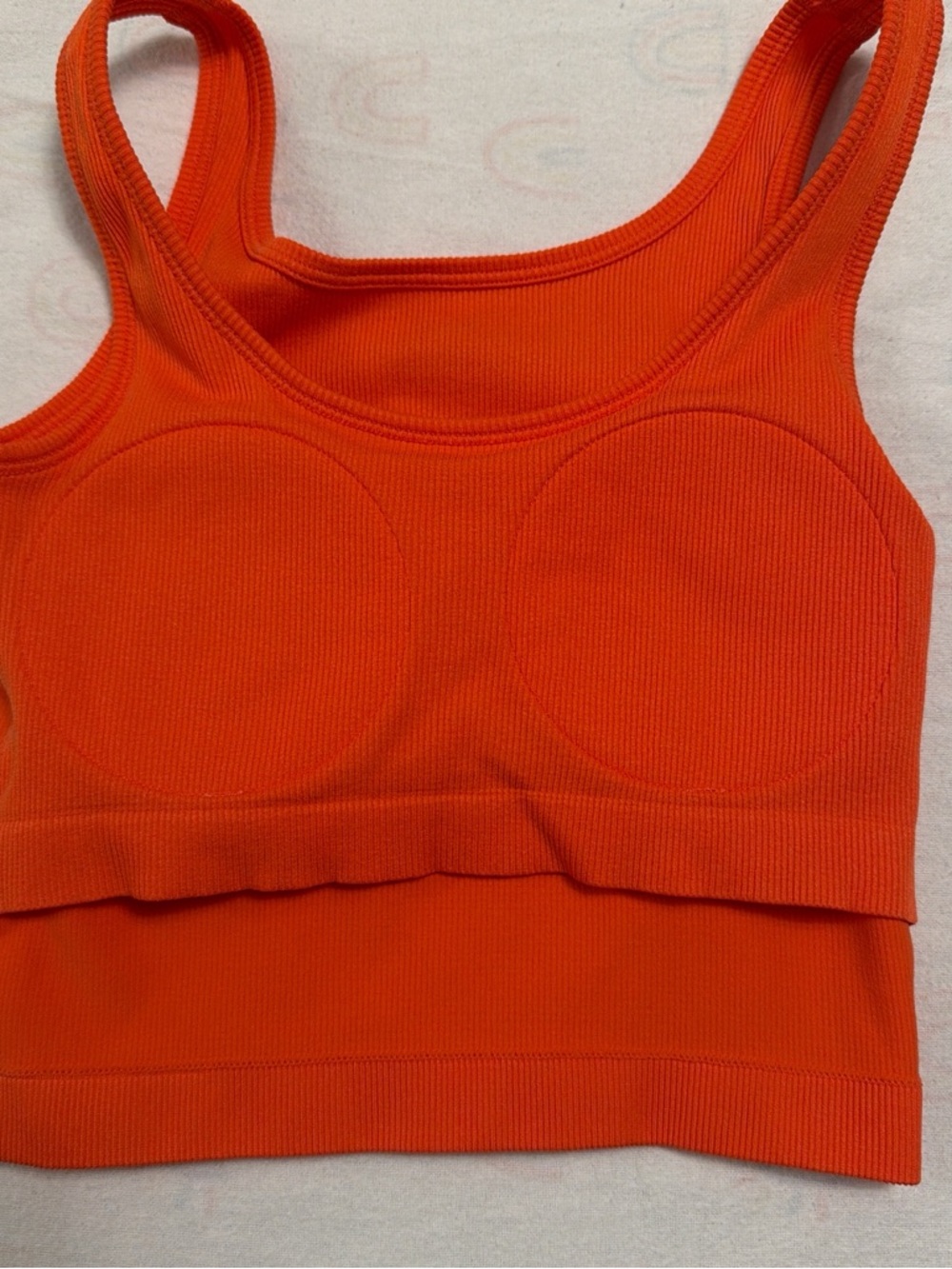 Pro-Fit Orange Ribbed Tank Crop Top - Picture 5 of 5